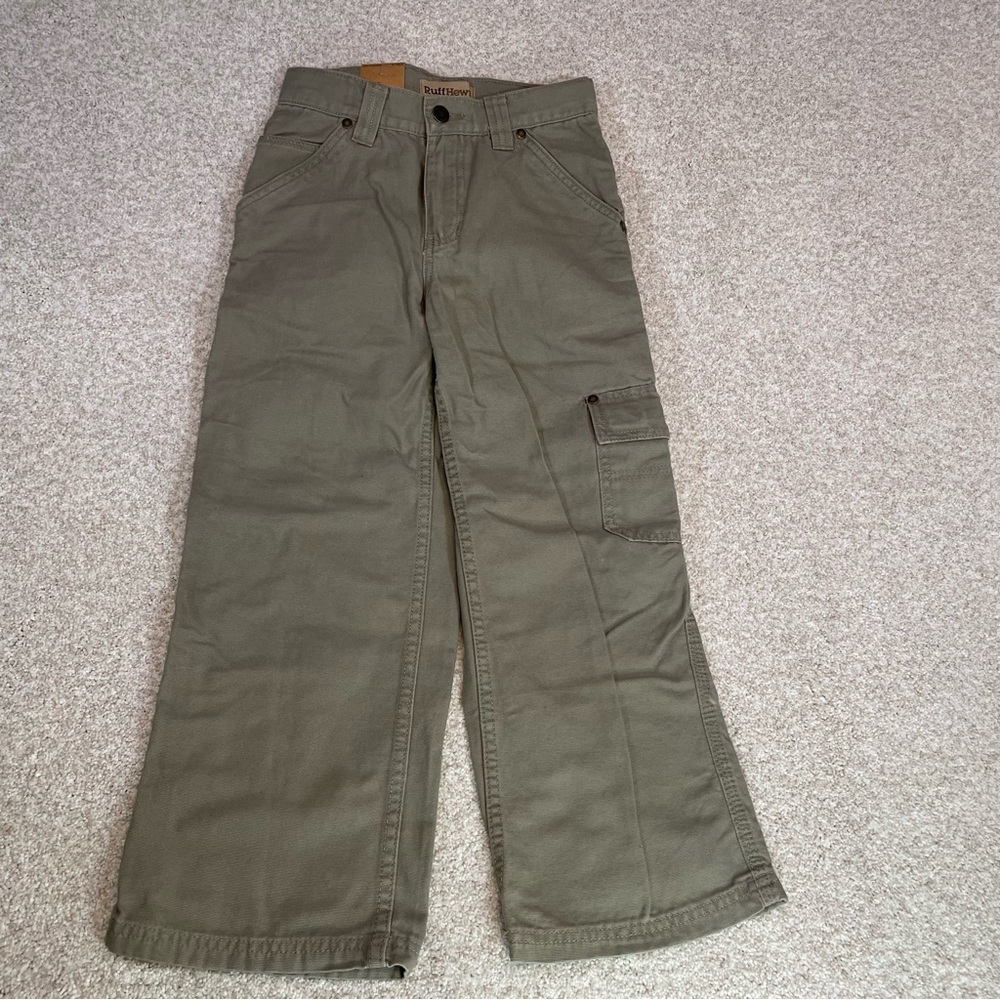 NWT Kids Khaki Carpenter Pants Boys Size 8 Adjustable Waist Ruff Hewn